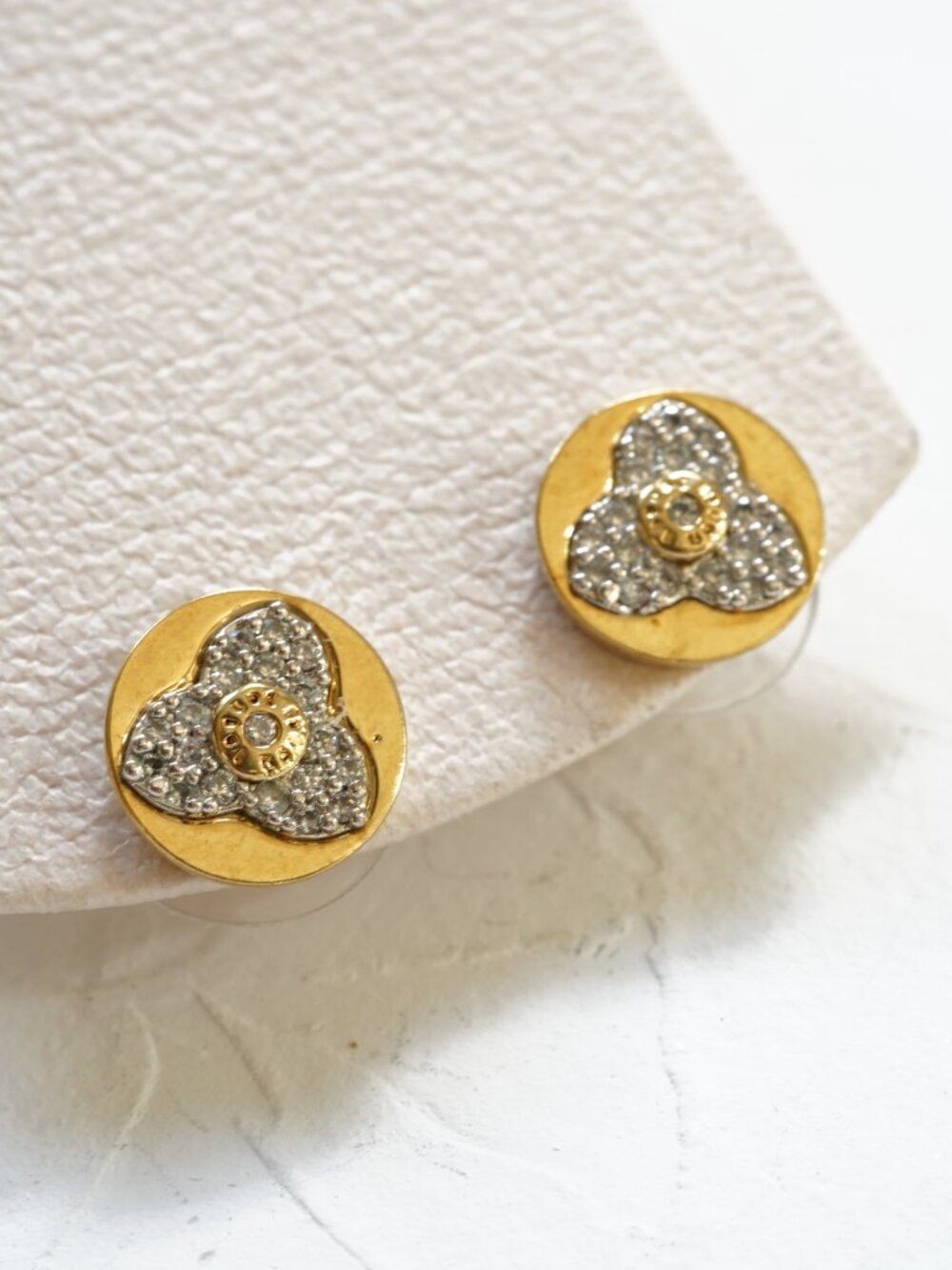 Henri Bendel Pave Petal Stud Earrings